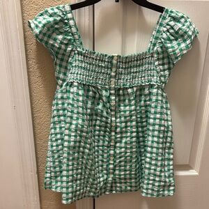 Old Navy Green Plaid Women's Blouse